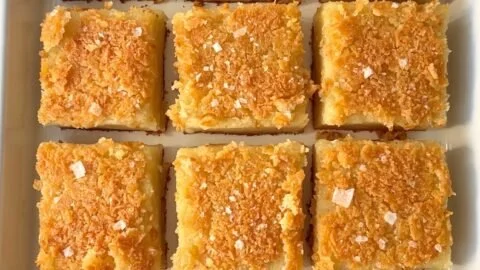 Delicious Chewy Butter Mochi dessert showcasing its soft and chewy texture.