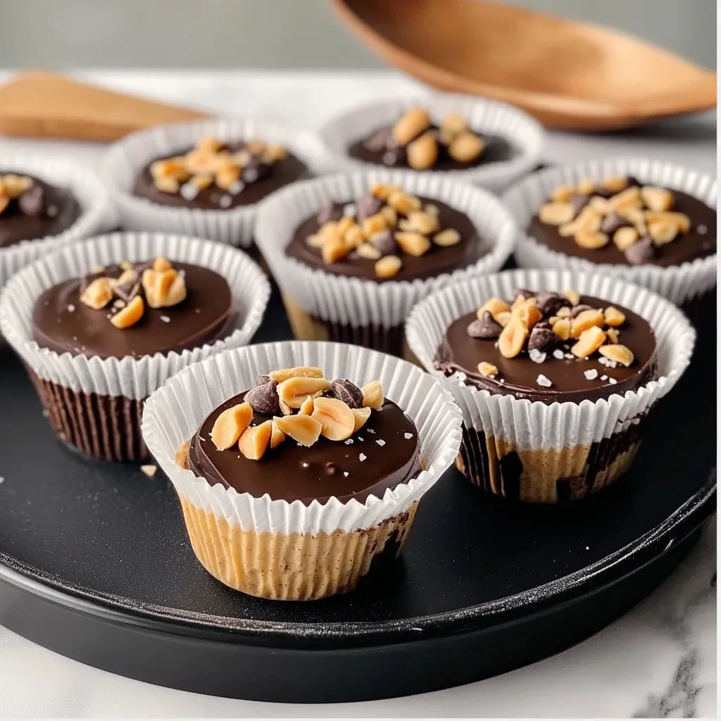 Chocolate Peanut Butter Dessert Cups served on a plate