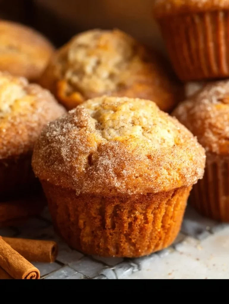 Delicious cinnamon banana bread muffins freshly baked and served on a plate