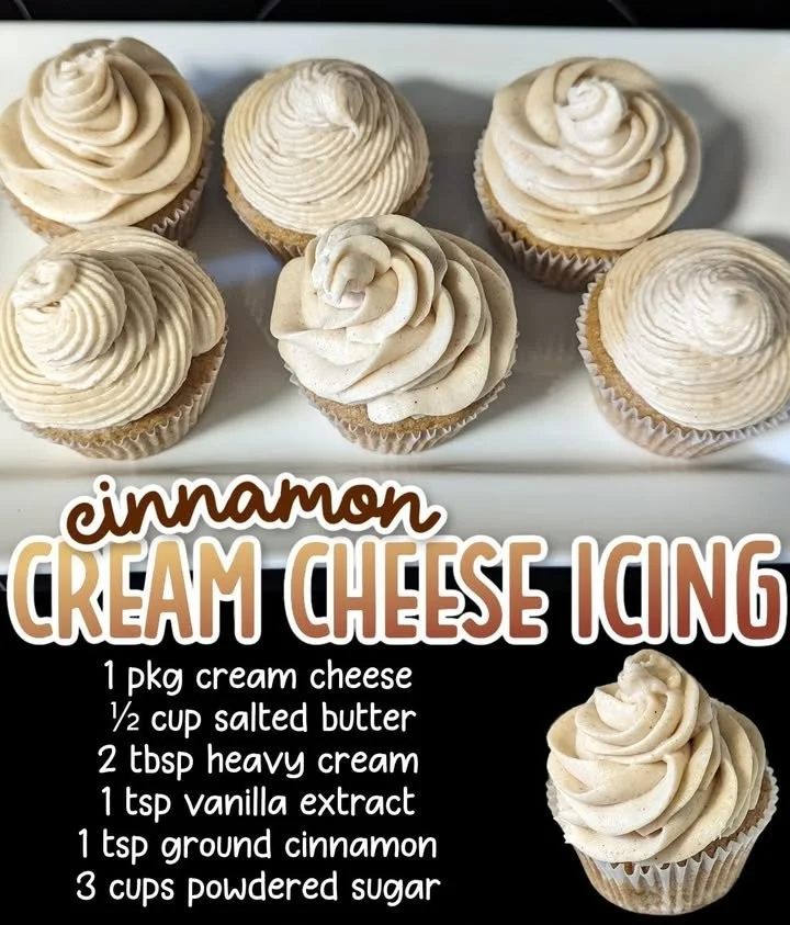 Delicious Cinnamon Cream Cheese Frosting on a cake showing a rich texture and swirl design.