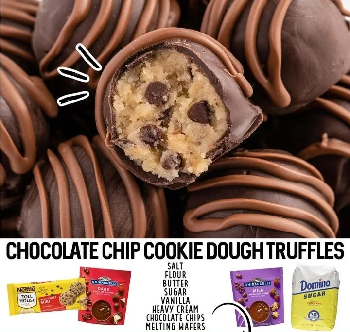 Homemade cookie dough truffles garnished with chocolate chips and sprinkles