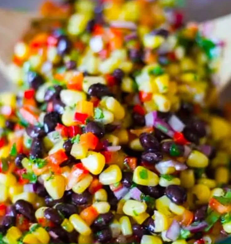 Corn and black bean salad with Mexican vinaigrette in a bowl