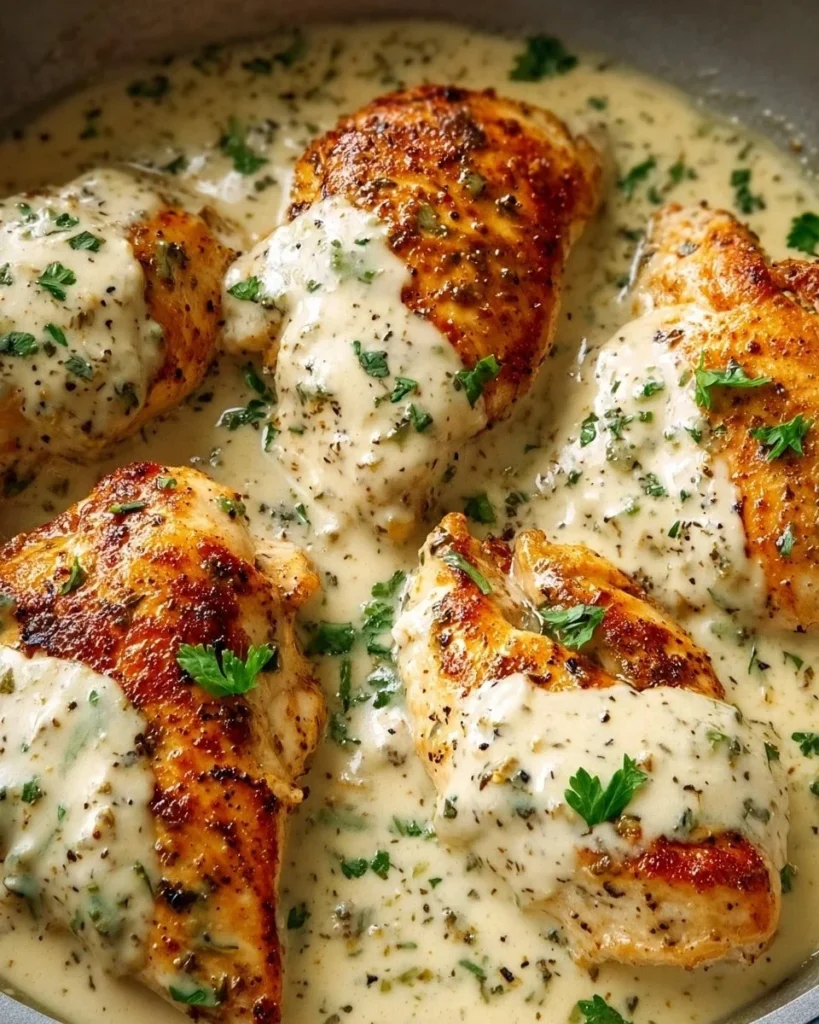 Delicious creamy ranch chicken recipe with herbs and spices