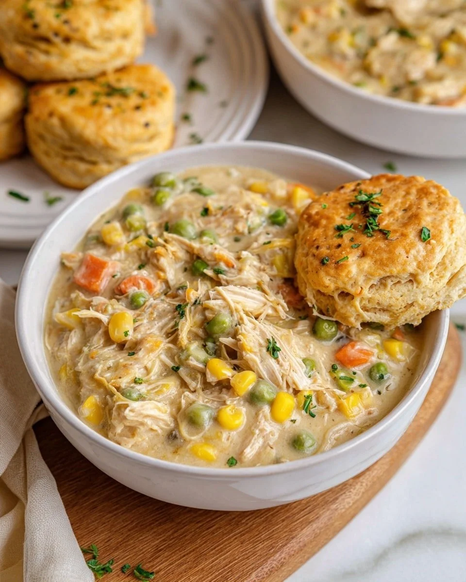 Delicious Crock Pot Chicken Pot Pie ready to be served
