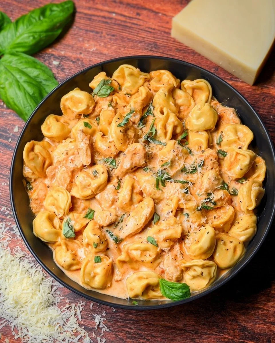 Delicious CrockPot Chicken Tortellini made with tender chicken and pasta