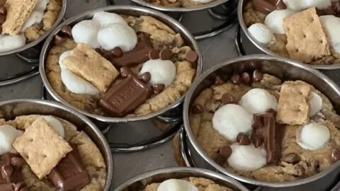 Deep Dish Smookies - a delicious dessert combining cookies and brownies in a deep dish.