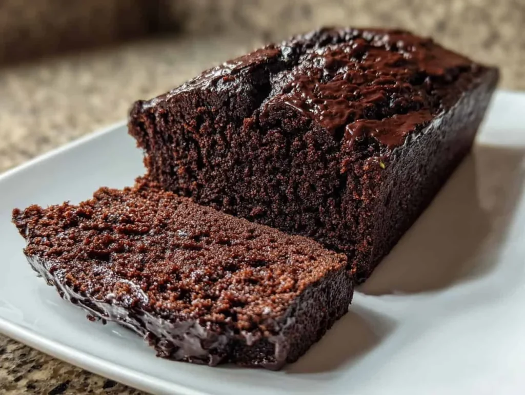 Delicious keto chocolate zucchini bread with low net carbs and rich chocolate flavor