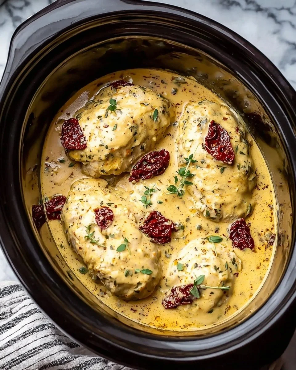 Delicious Dump & Go Crockpot Marry Me Chicken served on a plate