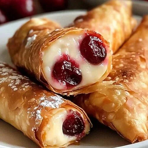 Crispy cherry cheesecake delights made in an air fryer