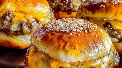 Garlic Parmesan Cheeseburger Bombs ready to serve