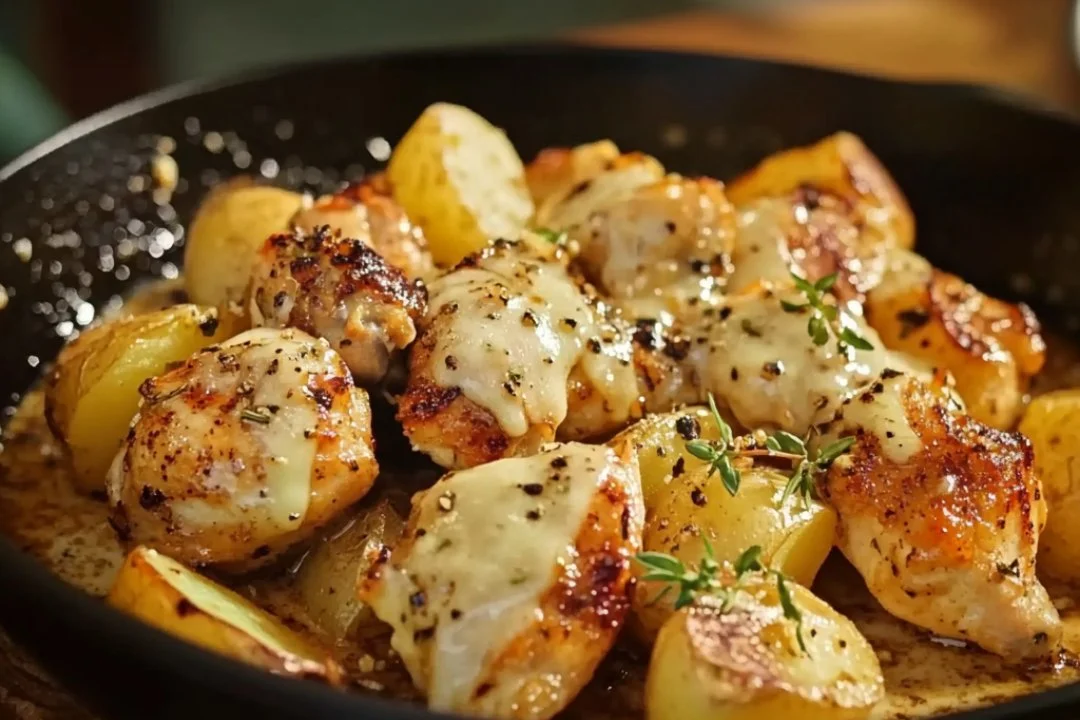 Garlic Parmesan Chicken served with roasted potatoes