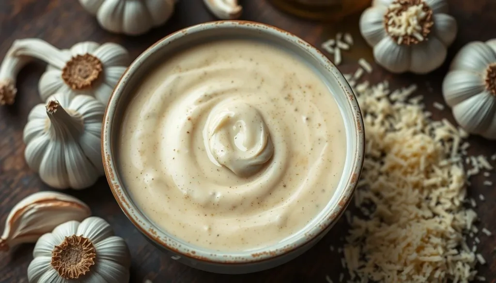 Delicious Garlic Parmesan Wing Sauce drizzled over crispy chicken wings