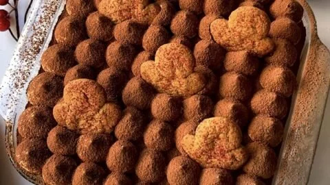 Delicious gingerbread tiramisu dessert topped with holiday spices