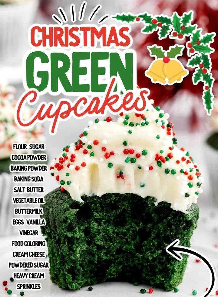 Delicious green cupcakes decorated for parties and festive occasions.