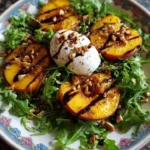 Grilled Peach, Arugula & Burrata Salad with Honey-Balsamic Drizzle 2 Grilled Peach, Arugula & Burrata Salad with Honey-Balsamic Drizzle