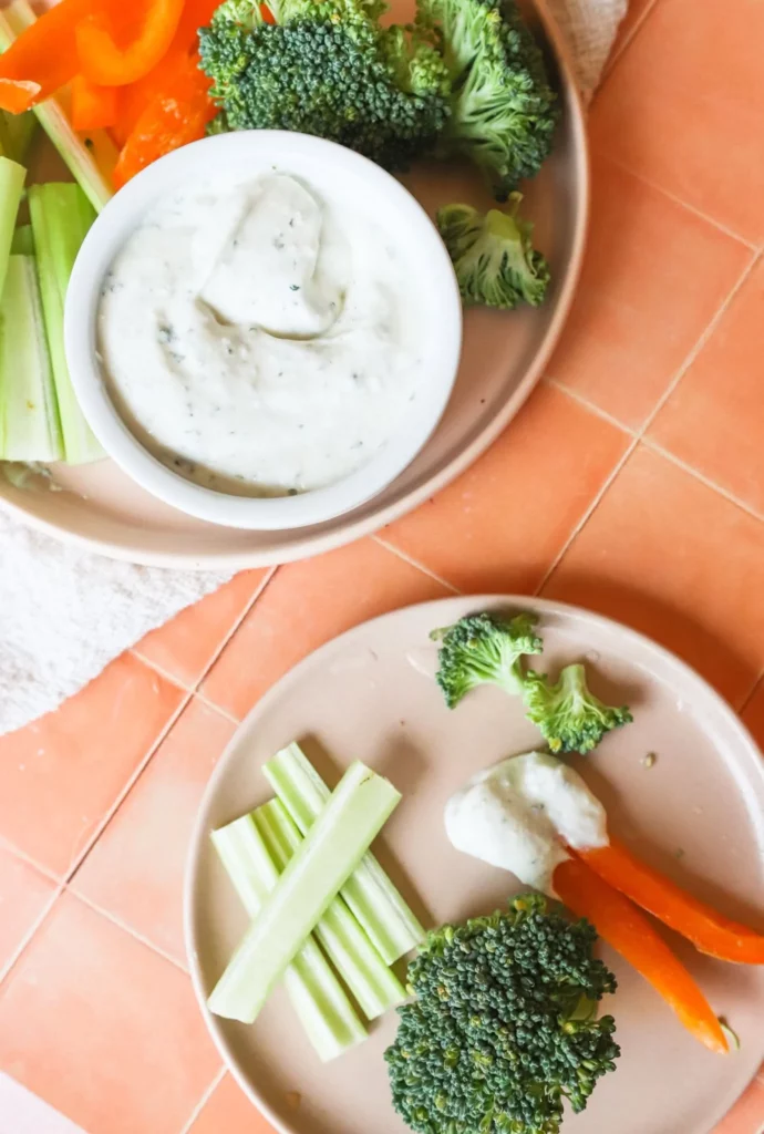 High protein cottage cheese ranch dip made with three simple ingredients