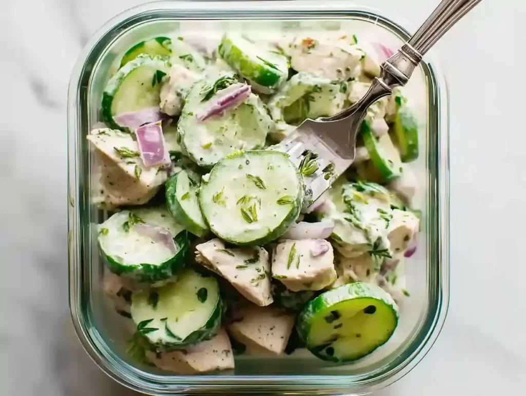 High protein cucumber salad with fresh ingredients for a nutritious meal
