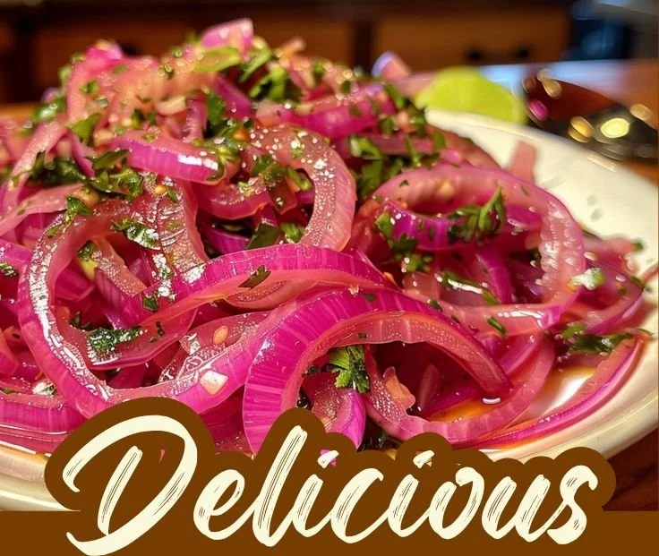Homemade pickled red onions in a jar, ready for serving