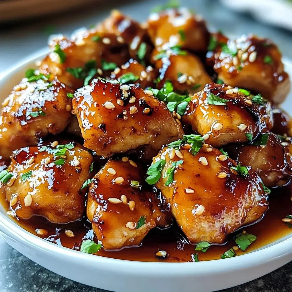 Delicious Honey Garlic Chicken served on a plate with vegetables