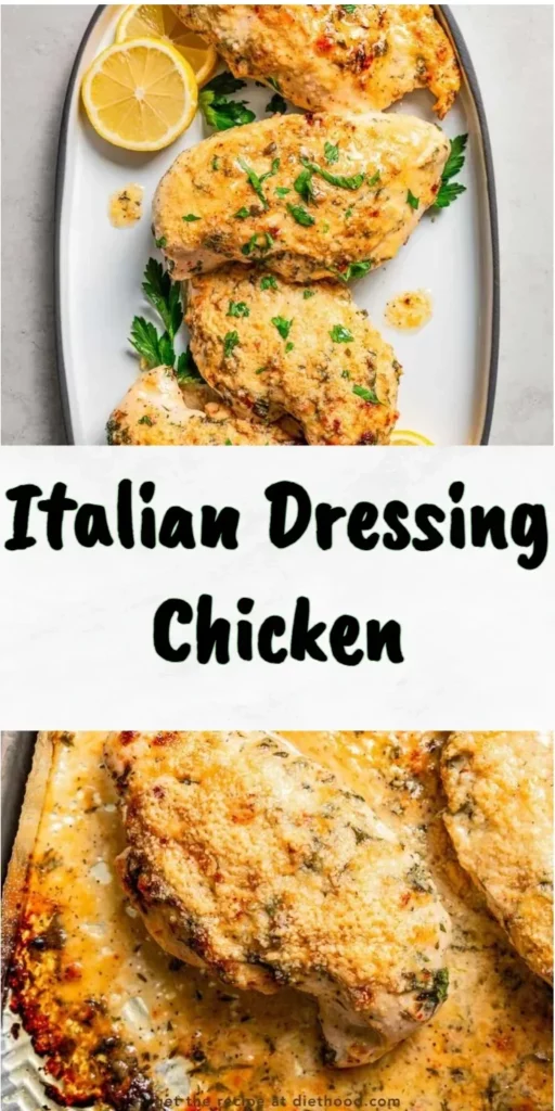 Italian Dressing Chicken served with fresh vegetables on a plate