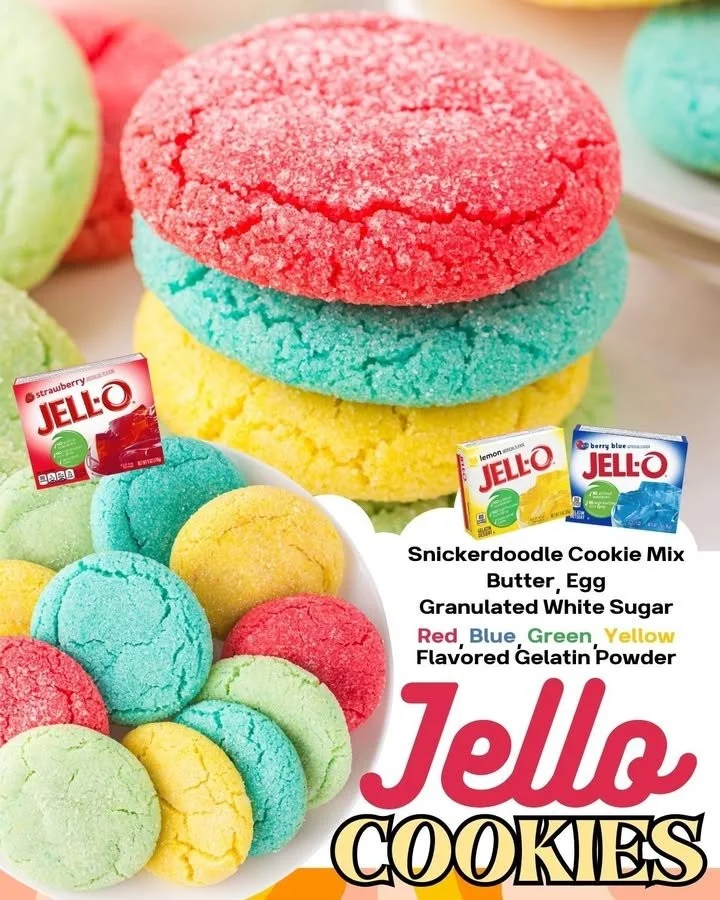 Colorful Jello Cookies displayed on a plate, showcasing fun flavors and textures.