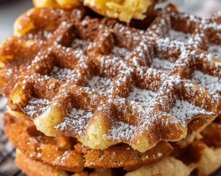 Delicious Keto Churro Waffle topped with cinnamon and sugar alternative