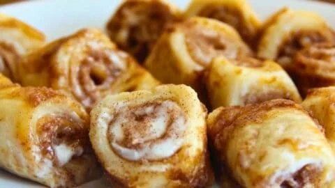 Delicious homemade Keto cinnamon roll ups ready to enjoy.