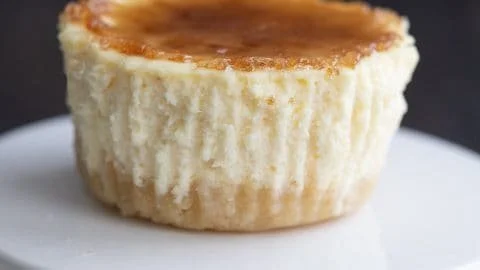 Delicious Keto Crème Brûlée Cheesecake topped with caramelized sugar