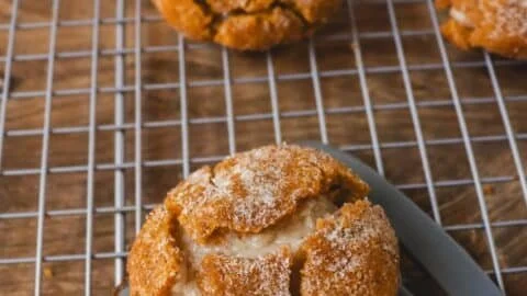 Delicious Keto Pumpkin Cheesecake Cookies on a plate, perfect for fall treats.