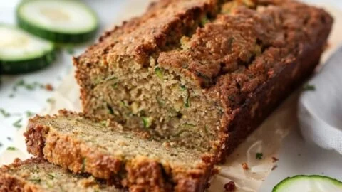 Delicious Keto Zucchini Bread loaf baked with low-carb ingredients