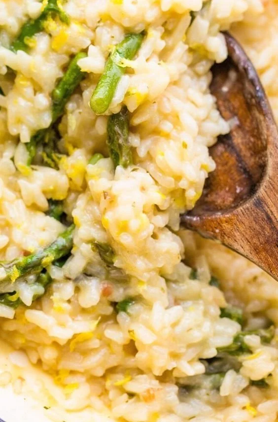 Creamy Lemon Parmesan Risotto garnished with fresh herbs