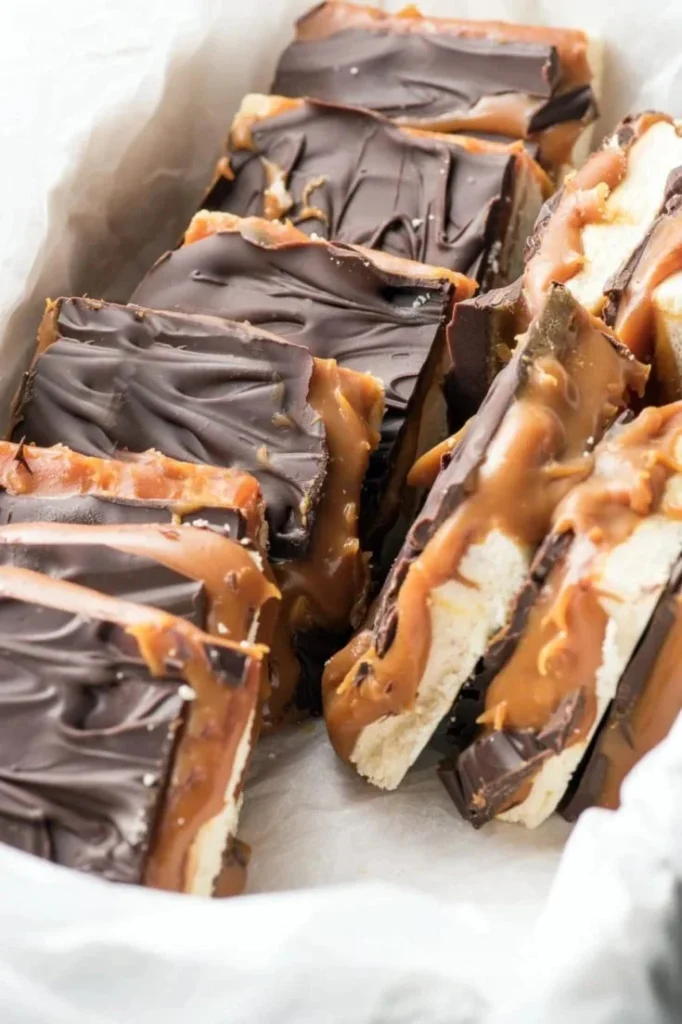 Delicious low carb millionaire bars, perfect holiday treat to satisfy your sweet tooth