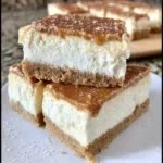 No Bake Keto Churro Cheesecake Bars with a creamy, low-carb filling and churro topping