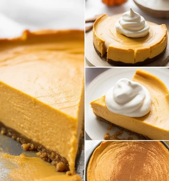 No Bake Pumpkin Cheesecake topped with whipped cream and cinnamon