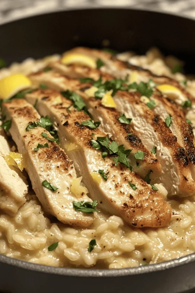 One-Pot Lemon Garlic Parmesan Risotto with Chicken dish