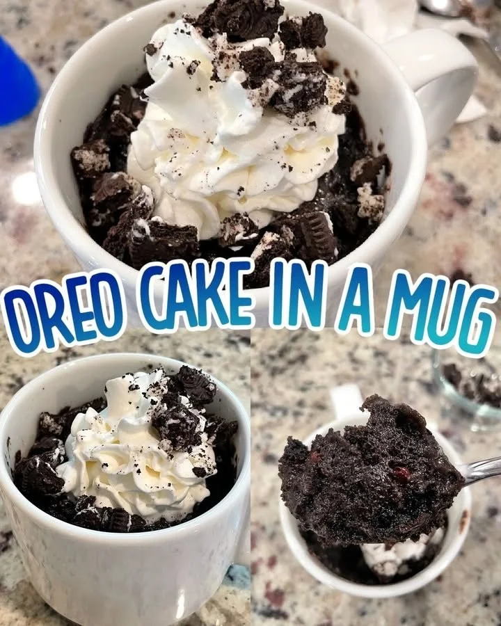 Delicious homemade Oreo Mug Cake served in a mug