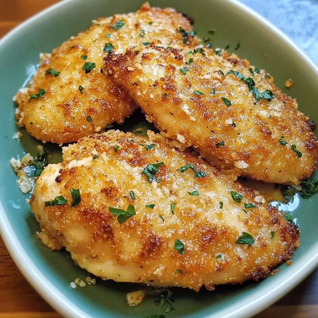 Parmesan Crusted Chicken fresh out of the oven, crispy and golden brown.