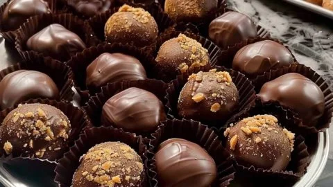 Delicious Peanut Butter Bliss Balls stacked on a plate, ready to enjoy.