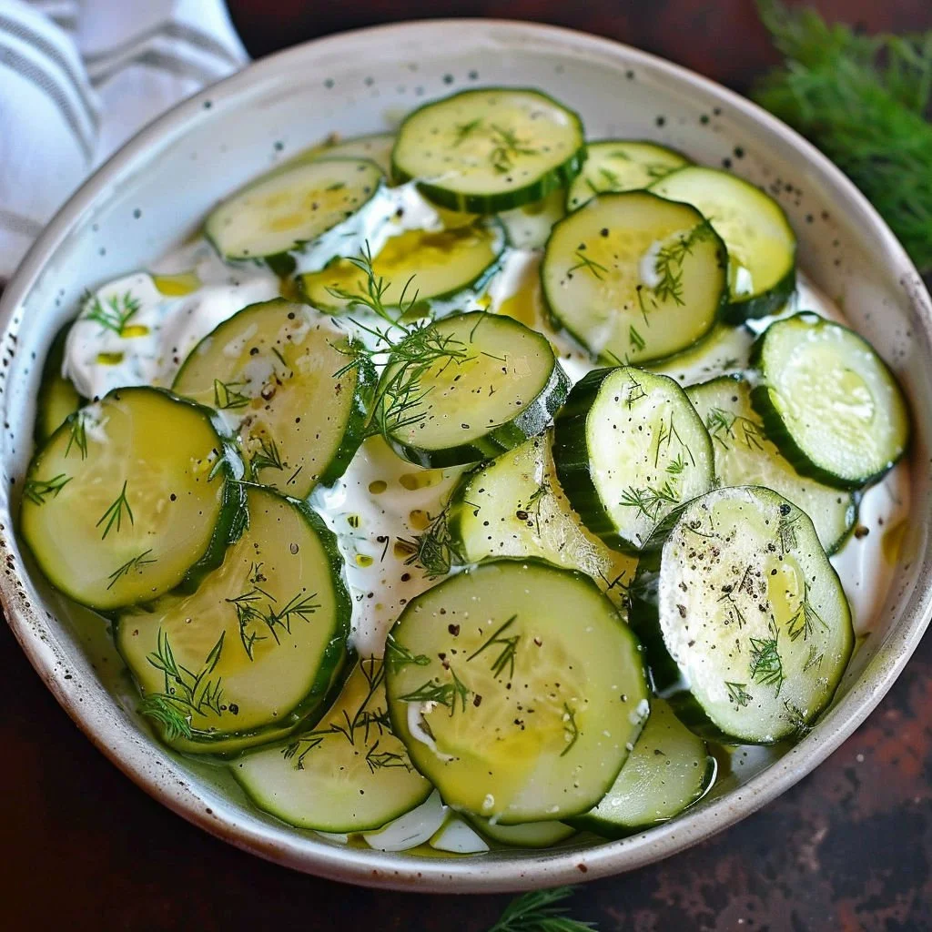 Pickle Juice Ranch Cucumber Salad with fresh cucumbers and zesty dressing