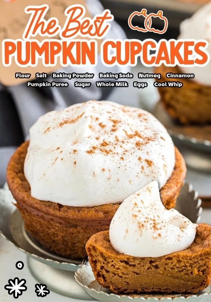 Delicious pumpkin cupcakes topped with cream cheese frosting