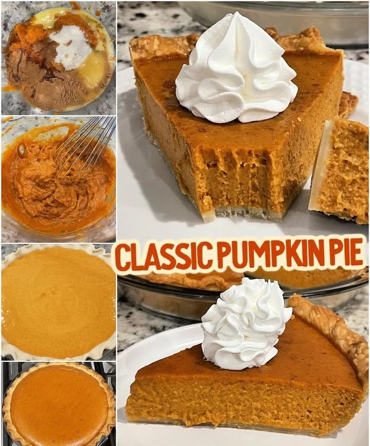 Delicious slice of homemade Pumpkin Pie with whipped cream on a plate