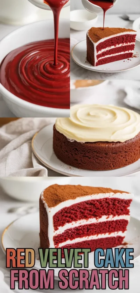 Delicious red velvet cake from scratch with cream cheese frosting