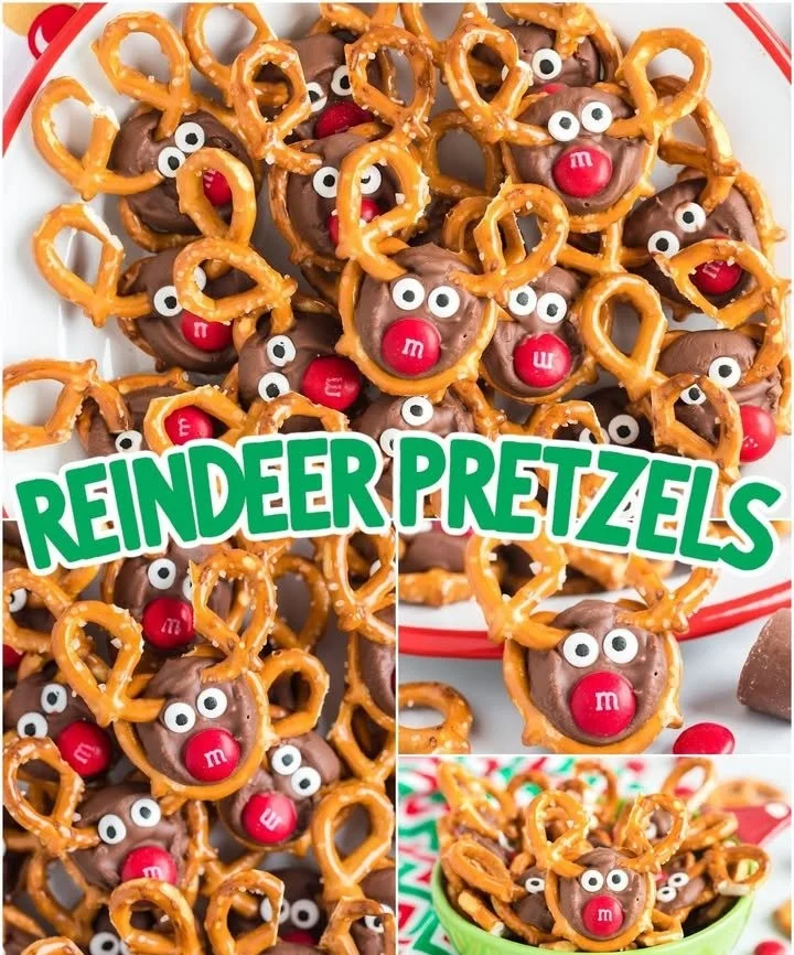Delicious Reindeer Pretzels decorated for the holidays