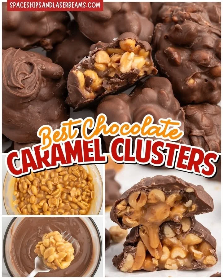 Delicious salted peanut caramel clusters with peanuts and rich caramel