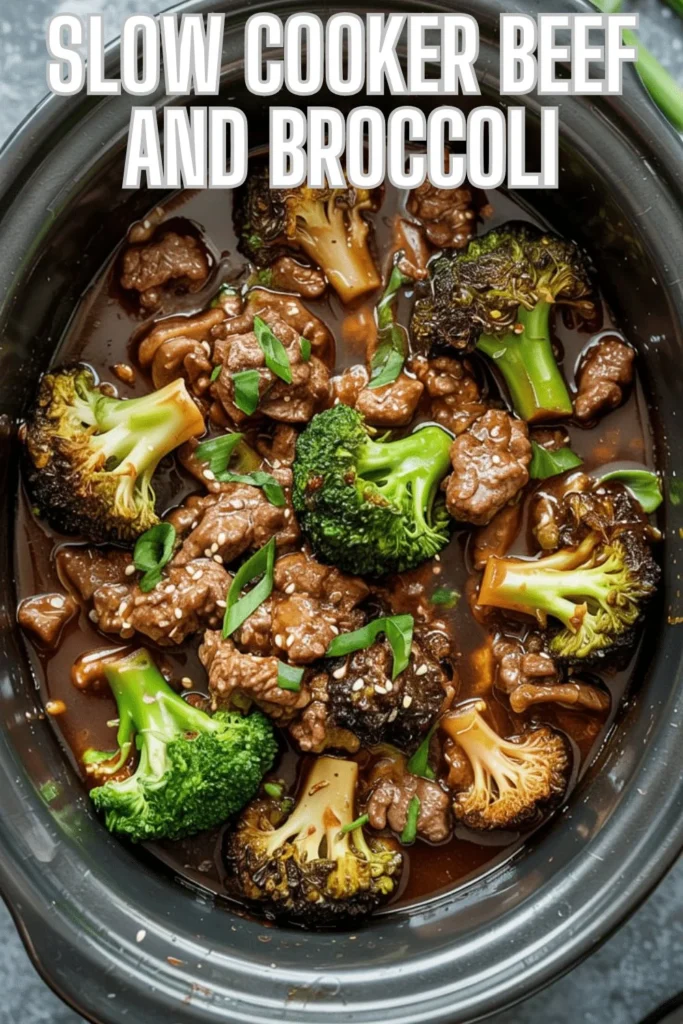 Delicious slow cooker beef and broccoli served with rice