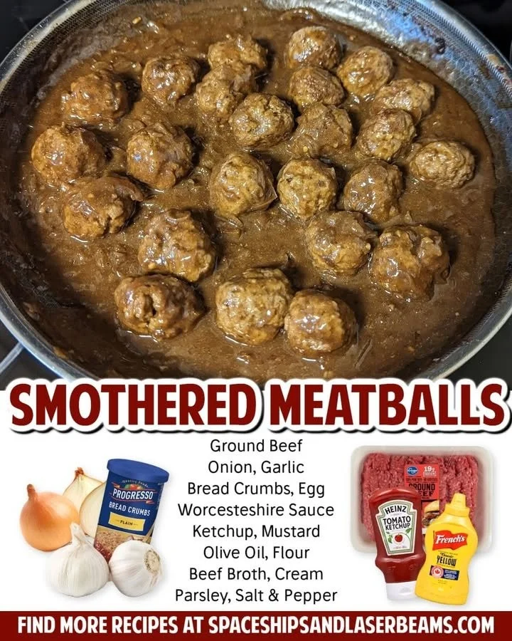 Delicious smothered meatballs served in a savory sauce