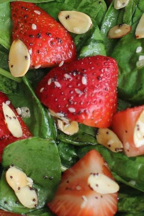 Fresh Strawberry Spinach Salad with vibrant colors and textures