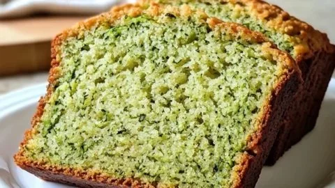 Delicious slice of sugar-free zucchini bread on a wooden table