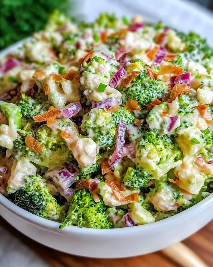 Delicious broccoli salad with fresh ingredients and vibrant colors