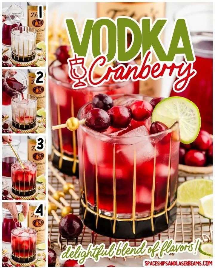 Delicious Vodka Cranberry cocktail served in a glass with a lime garnish.